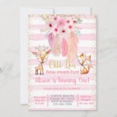 Deer, renard, invitation d'anniversaire de fille a (Devant)