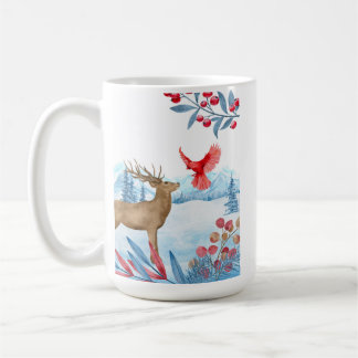 Deer rencontre une tasse cardinale en céramique