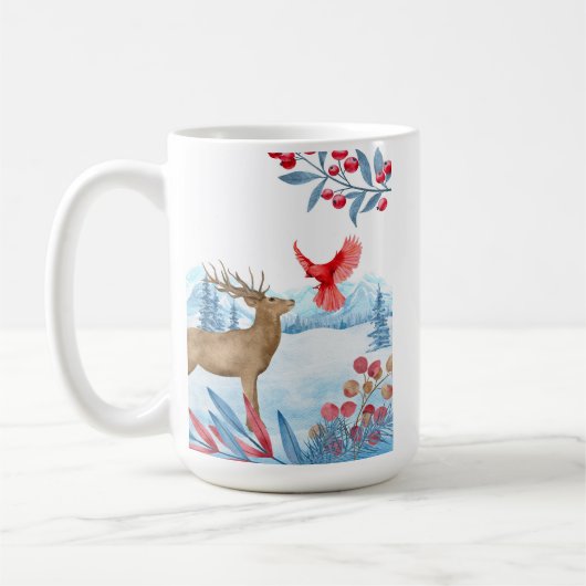 Deer rencontre une tasse cardinale en céramique (Gauche)