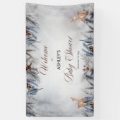 Deer Rustic Winter Floral Baby shower Welkom Spandoek (Verticaal)