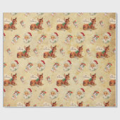 Deer Santa 2 Cadeaupapier (Vlak)