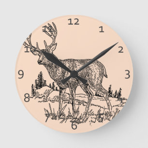 Deer Scene Ronde Klok