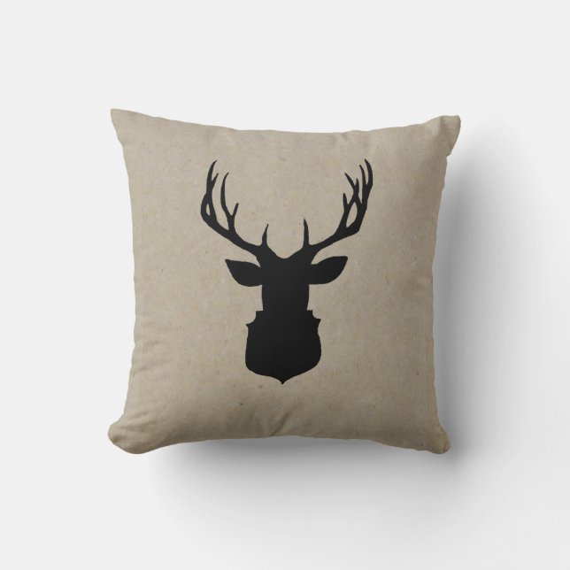 Deer Shadow | Rustic Holiday Decor Pillow Kussen (Voorkant)