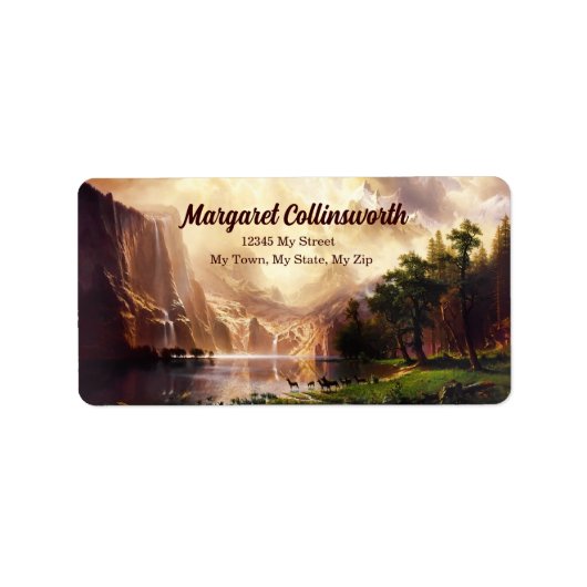 Deer Sierra Mountains 1868  Art Address Etiket (Voorkant)