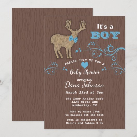Deer Silhouette Baby Baby shower Kaart (Voorkant / Achterkant)