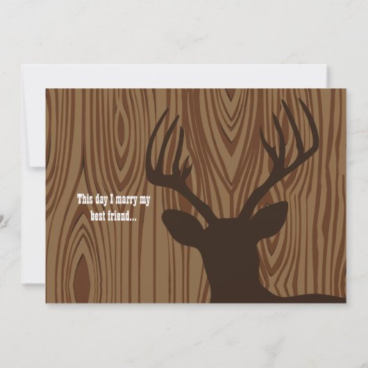 Deer Silhouette Bois Grain de mariage Invitation (Dos)