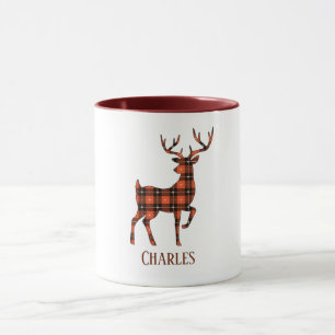 Deer Silhouette Buck Red en Black Pset Mok