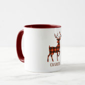 Deer Silhouette Buck Red en Black Pset Mok (Voorkant links)