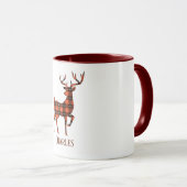 Deer Silhouette Buck Red en Black Pset Mok (Voorkant rechts)