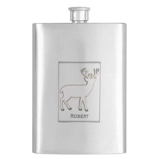 Deer Silhouette Custom Metal Flask Flacon (Voorkant)
