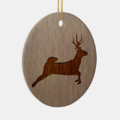 Deer silhouette gegraveerd op houtafbeelding keramisch ornament (Rechts)