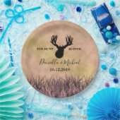 Deer Silhouette Hunting Wedding Papieren Bordje (Feest)