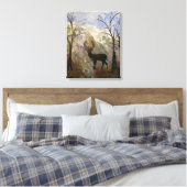 Deer Silhouette met de Achtergrond van de Berg Canvas Afdruk (Insitu (Slaapkamer))