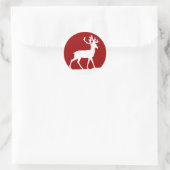 Deer Silhouette - rood en wit Ronde Sticker (Tas)