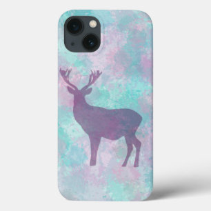 Deer silhouette Simple abstract Winter Cute Pastel iPhone 13 Hoesje