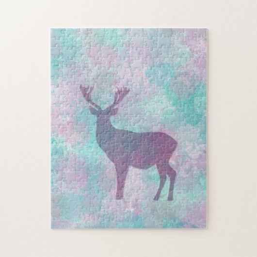 Deer silhouette Simple abstract Winter Cute Pastel Legpuzzel (Verticaal)