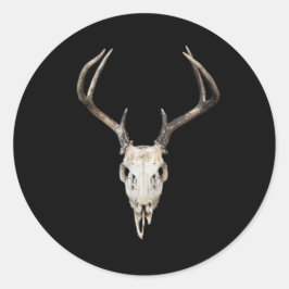Deer Skull Antler op zwarte achtergrond Ronde Sticker