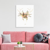 Deer Skull & Flowers Canvas Afdruk (Insitu (Woonkamer))