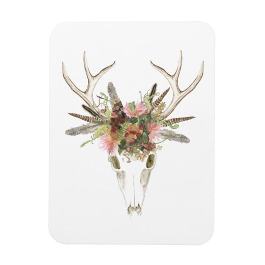 Deer Skull & Flowers Magneet (Verticaal)