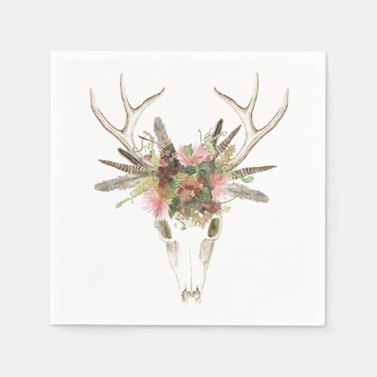 Deer Skull & Flowers Servet (Voorkant)