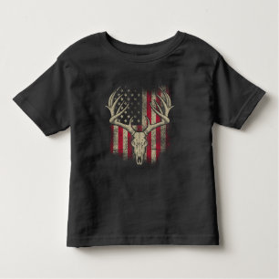 Deer Skull Hunter American Flag Deer Hunting USA Kinder Shirts