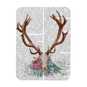 Deer Skull met bloemen 2 Magneet