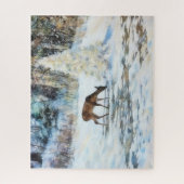 Deer Snow Nature Art Big Puzzle (Vertical)