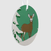 Deer Snow Winter Scene Pine Tree Ornament (voorkant)