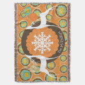 Deer, Snowflake Orbs en Ornamenten Holiday Throw Deken (Voorkant Verticaal)