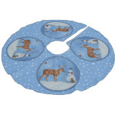 Deer & Snowman-kerstsnowflakes Imitatie Linnen Kerstboom Kleed (Gekanteld)