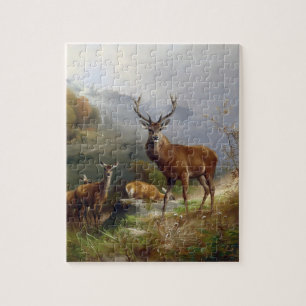 deer Stag - Animals Old Illustration Art Legpuzzel