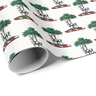 Deer Stag by Tree Heraldic Crest Emblem Cadeaupapier