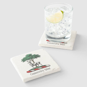 Deer Stag by Tree Heraldic Crest Emblem Stenen Onderzetter