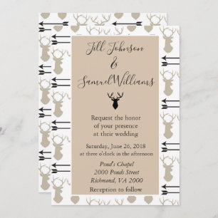 Deer Stag Head Rustic Wedding Kaart