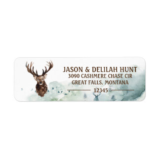 Deer Stag Rustic Forest Hunting Return-adres Etiket
