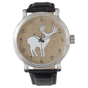 Deer Stag Silhouette op de achtergrond van het Lee Horloge