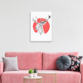 Deer Stag tekening Rode cirkel Dierenkunst Canvas Afdruk (Insitu (Woonkamer))