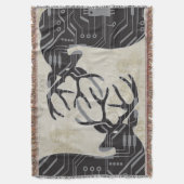 Deer Steam Punk en Floral Abstract Pattern Deken (Voorkant Verticaal)