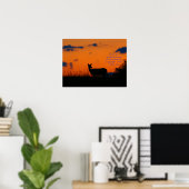Deer Sunset Poster (Thuiskantoor)