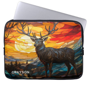 Deer Sunset Woodland Mountains Gepersonaliseerde n Laptop Sleeve