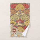 Deer &Tree Squirrel Bird Rowan Berries Art Nouveau Bad Handdoek (Handdoek)