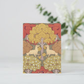 Deer &Tree Squirrel Bird Rowan Berries Art Nouveau Briefkaart (Staand voorkant)