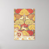 Deer &Tree Squirrel Bird Rowan Berries Art Nouveau Canvas Afdruk (Voorkant)