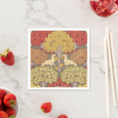 Deer &Tree Squirrel Bird Rowan Berries Art Nouveau Servet (Insitu)