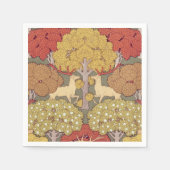 Deer &Tree Squirrel Bird Rowan Berries Art Nouveau Servet (Voorkant)