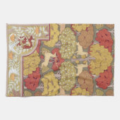 Deer &Tree Squirrel Bird Rowan Berries Art Nouveau Theedoek (Horizontaal)