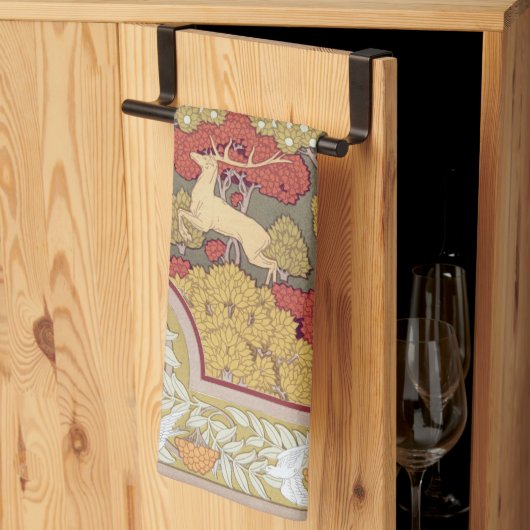 Deer &Tree Squirrel Bird Rowan Berries Art Nouveau Theedoek (Derde Gevouwen)