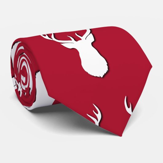 Deer Trophy Pattern Festive Stropdas (Opgerold)