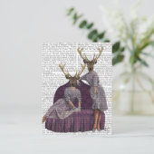 Deer Twins in Paars Briefkaart (Staand voorkant)