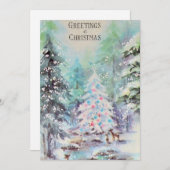  Deer uit in de sneeuw Feestdagenkaart (Voorkant / Achterkant)